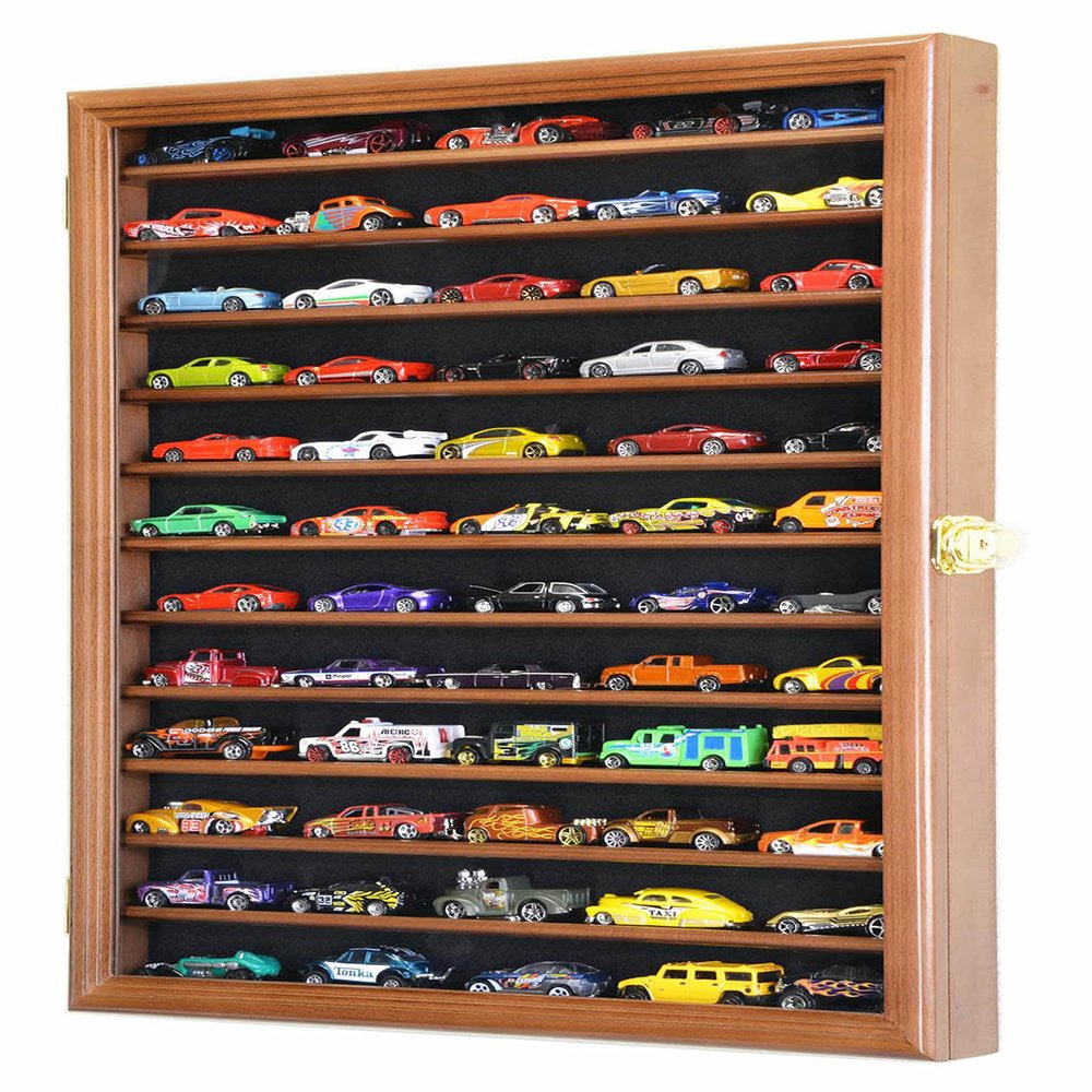 1/64 Diecast / Matchbox Model Car Display Case Cabinet Rack with Door (Walnut)