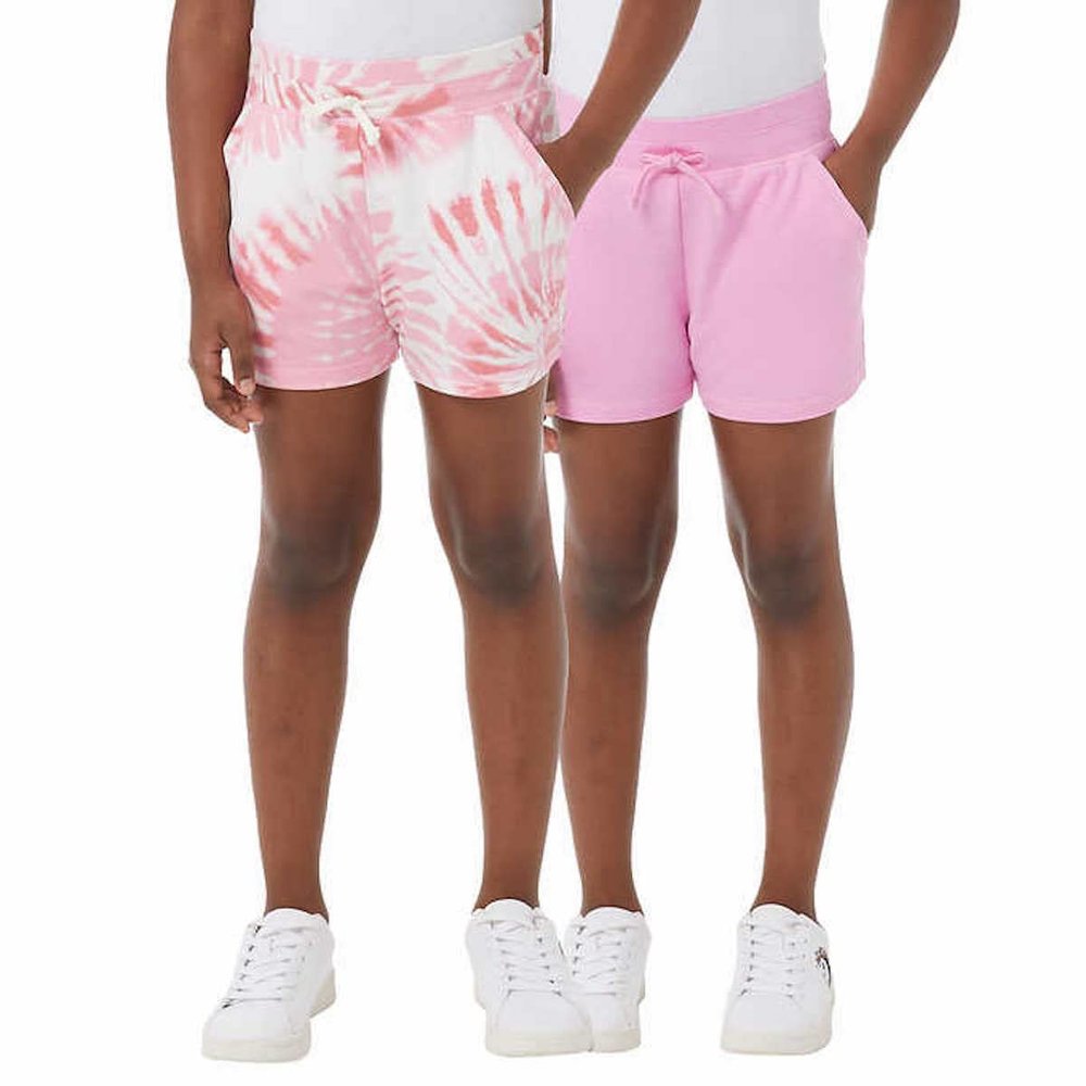 32 DEGREES Cool Youth Girl's 2 Pack Ultra Soft Shorts (as1, Alpha, x_s, Regular, Coral Tie Dye/Pink, X-Small(5/6))