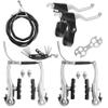 Gashwer Complete Bike Brakes Set, Universal Bike Front and Rear MTB Brake, Inner and Outer Callipers Cables Lever Kit with Multi-Tool Wrenches Silver view 1