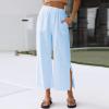 Womens Trousers Wide Leg High Waist Trouser Fit Loose Yoga Long Pants Business Casual Pants for Women Skinny Blue view 2