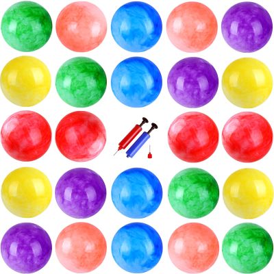 GCQJOQ 24 Pcs Playground Balls with 2Pump, 9 inch Inflatable Bouncy Balls for Kids Beach, School, Kickball DodgeBalls and Indoor Outdoor Plays