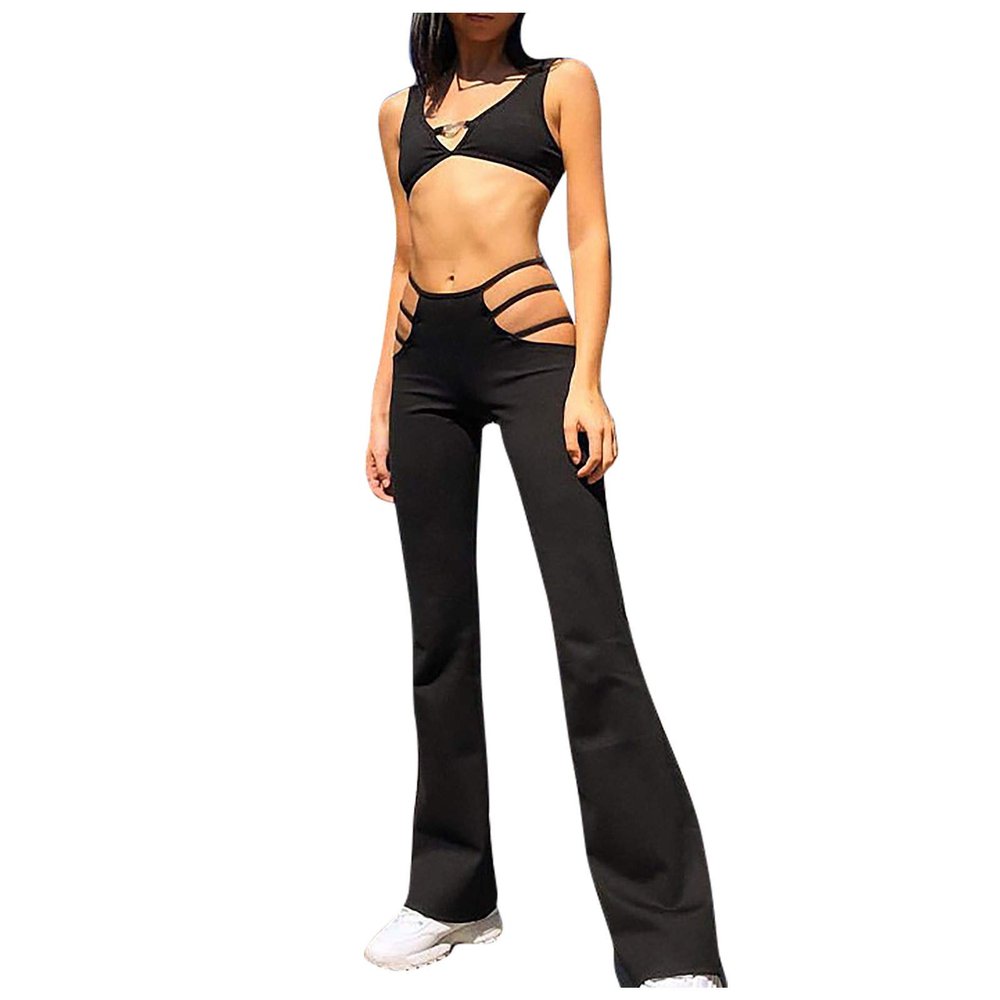 Cutout Solid Ladder Long Low Waist Color Pants Sexy Women's Textured Flare Pants Women Purple Dress Pants