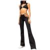 Cutout Solid Ladder Long Low Waist Color Pants Sexy Women's Textured Flare Pants Women Purple Dress Pants view 1