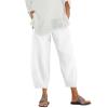 Colour Waist Pants Elastic and Cotton Pants Crop with Pocket Harem Pant Pure Flare Stretchy Pants for Women White view 1