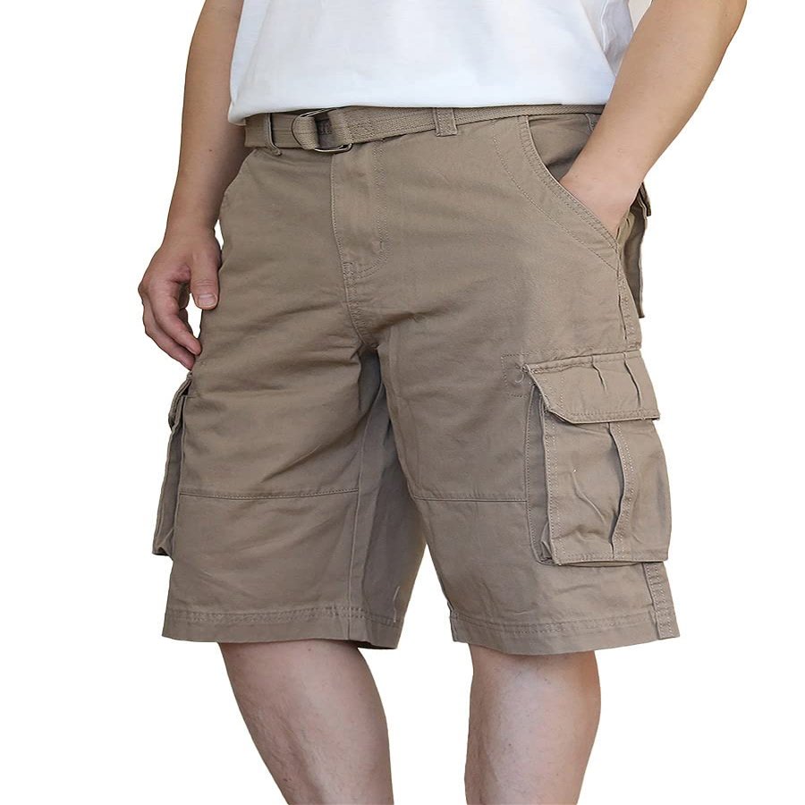AIRNINE Men's Twill Camo Cargo Shorts with Belt Size 28 to 50 (Khaki_112, 34)