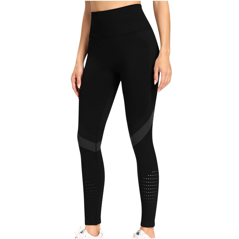 XUNRYAN Women's Leggings Capris Skinny High Waist Cropped Yoga Legging Tummy Control Workout Running Stretch Yoga Pants Black
