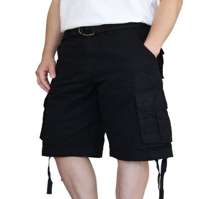 AIRNINE Men's Twill Camo Cargo Shorts with Belt Size 28 to 50 (Black_112, 32)