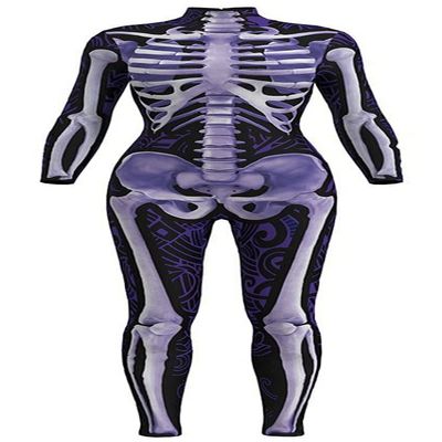 Sister Amy Women's Halloween Skull Skeleton Bodysuit Skinny Stretch Costume I-skeleton L/XL