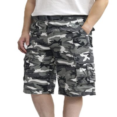 AIRNINE Men's Twill Camo Cargo Shorts with Belt Size 28 to 50 (LT Grey Camo_112, 38)