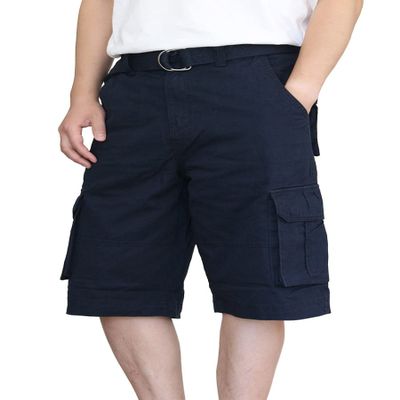 AIRNINE Men's Twill Camo Cargo Shorts with Belt Size 28 to 50 (Navy_112, 34)