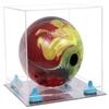 Better Display Cases Clear Acrylic Bowling Ball Display Case with Clear Case, Light Blue Risers and Mirror Base (B33/A028) view 1