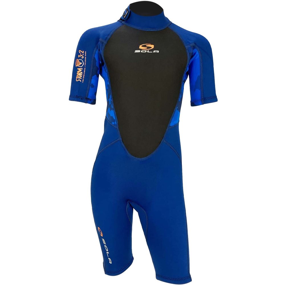 Sola Junior Storm 3/2mm Shorty Wetsuit - Navy Camo A1723 XS