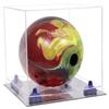 Better Display Cases Clear Acrylic Bowling Ball Display Case with Clear Case, Navy Blue Risers and Mirror Base (B33/A028) view 1