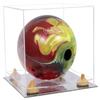Better Display Cases Clear Acrylic Bowling Ball Display Case with Clear Case, Yellow Risers and Mirror Base (B33/A028) view 1