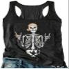 Womens Mandala Vintage Graphic Tank Top - Casual Summer Racerback, Loose O-Neck, 2X-Large (Halloween-Skull-Grey) view 1