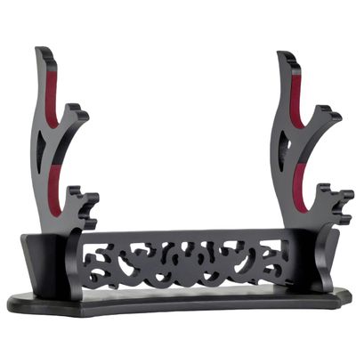 FLURSAILE Sword Stand Hollow Pattern Sword Rack, Katana Stand Wands Display Stand, Samurai Sword Stand Holder (2-Tier)