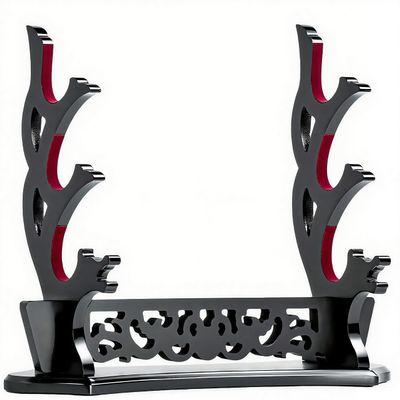 FLURSAILE Sword Stand Hollow Pattern Sword Rack, Katana Stand Wands Display Stand, Samurai Sword Stand Holder (3-Tier)
