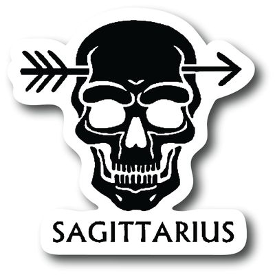 Sagittarius 3 Inch Waterproof Decal Sticker Zodiac Astrology Signs Horoscope Chakra Creepy Skeleton Gothic Goth Grunge Halloween Castle Skull Animal Karma Ouija Spooky Tarot Oracle Palm Psychic Birth Month CS1449-2PK