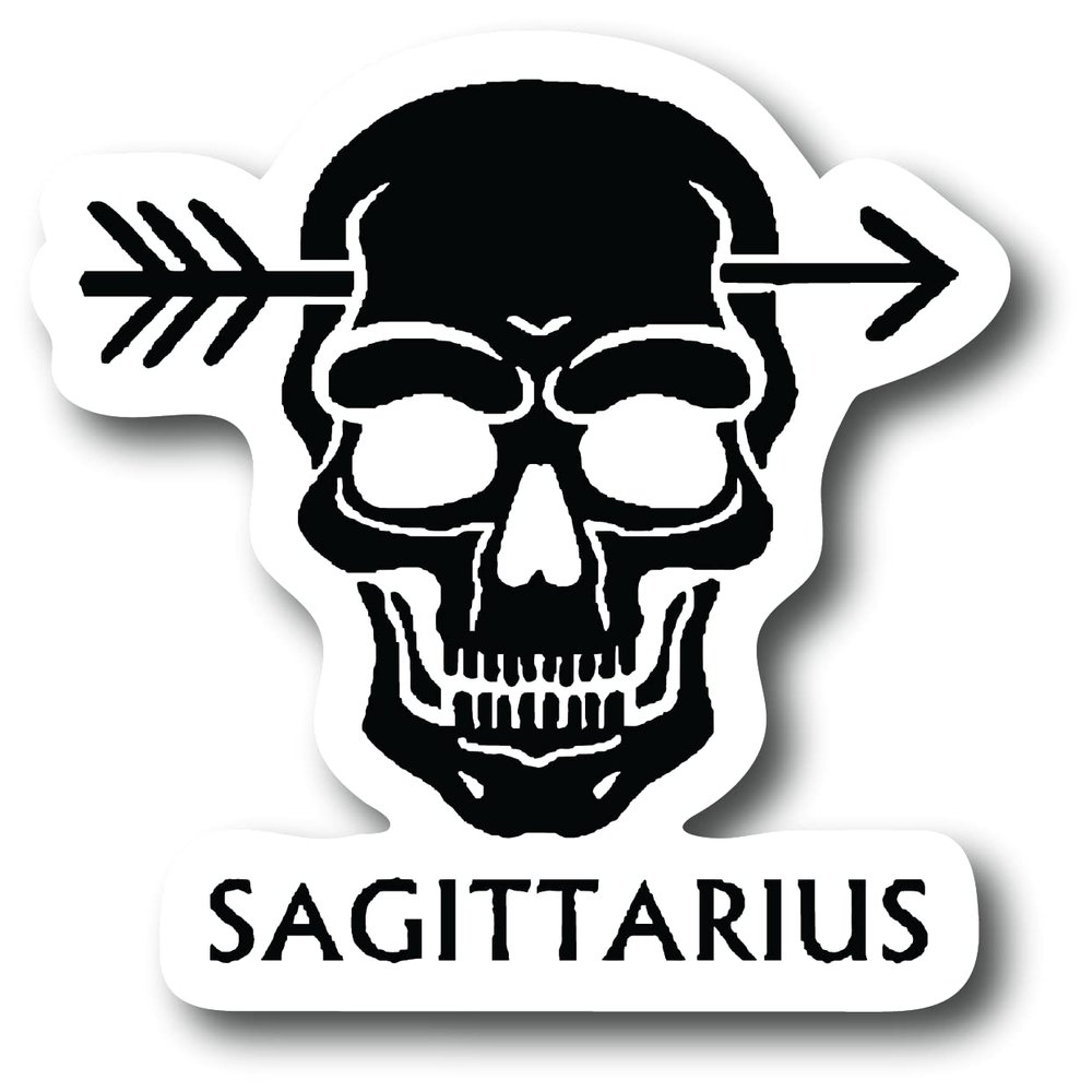 Sagittarius 3 Inch Waterproof Decal Sticker Zodiac Astrology Signs Horoscope Chakra Creepy Skeleton Gothic Goth Grunge Halloween Castle Skull Animal Karma Ouija Spooky Tarot Oracle Palm Psychic Birth Month CS1449-2PK