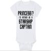 Trekkie Baby Onesie - Princess? I'd Rather Be A Starship Captain (0-3 Month - White Fabric - Black Design) view 4