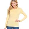 JYB CO Womens Basic Active Slim Fit Crew Neck Long Sleeve Top T-Shirt in Sunlight Yellow - M view 1