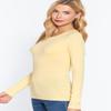 JYB CO Womens Basic Active Slim Fit Crew Neck Long Sleeve Top T-Shirt in Sunlight Yellow - M view 2