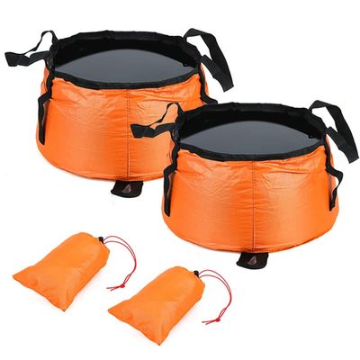 Collapsible Bucket Small, 2 Pack Portable Fishing Water Pail, 5L Portable Camping Wash Basin,Folding Water Container for Fishing Beach Hiking Gardening (Color : Orange)