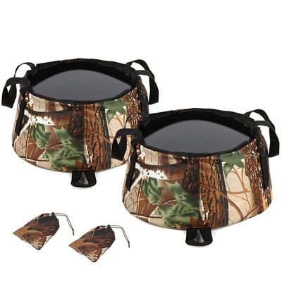 NABEIM Collapsible Bucket Small, 2 Pack Portable Fishing Water Pail, 5L Portable Camping Wash Basin,Folding Water Container for Fishing Beach Hiking Gardening (Color : Camo)