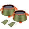 Collapsible Bucket Small, 2 Pack Portable Fishing Water Pail, 5L Portable Camping Wash Basin,Folding Water Container for Fishing Beach Hiking Gardening (Color : Green B) view 1