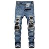Men's Ripped Stretch Skinny Jeans Slim Fit Hip Hop Distressed Denim Pants Vintage Destroyed Zipper Jean Trousers (Blue,32) view 1