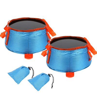 Collapsible Bucket Small, 2 Pack Portable Fishing Water Pail, 5L Portable Camping Wash Basin,Folding Water Container for Fishing Beach Hiking Gardening (Color : Blue)
