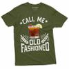 Men's Call me Old Fashioned Drinking Party Tshirt Fathers Day Whiskey on Rocks T-Shirt (X-Large Military Green) view 1