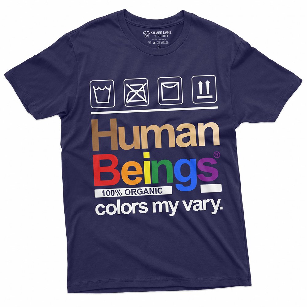 Silver Lake T-shirts LGBT Support T-Shirt Gay Lesbian Pride Month Human Beings Sarcastic Tee Shirt (Medium Navy Blue)