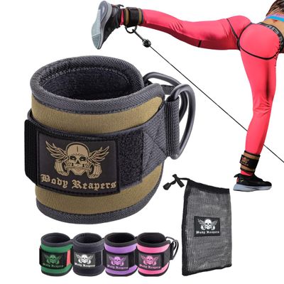 Body Reapers Workout Ankle Straps for Cable Machine Women, Ankle Cuff Cable Attachment, Ankle Clips for Cable Machine, Glute Kick Back Ankle Straps, Glute Workout, Lower Body Exercises - Single