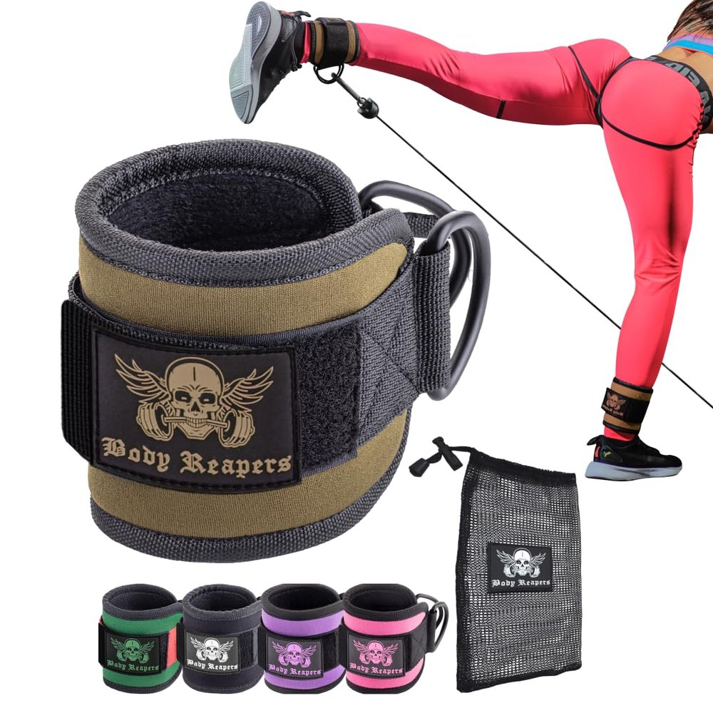 Body Reapers Workout Ankle Straps for Cable Machine Women, Ankle Cuff Cable Attachment, Ankle Clips for Cable Machine, Glute Kick Back Ankle Straps, Glute Workout, Lower Body Exercises - Single