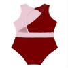 Agoky Color Block Gymnastics Leotard for Girls Keyhole Back Ballet Dance Unitard Bodysuit Fitness Outfit Jumpsuit Dancewear Burgundy&Pink 4 Years view 4