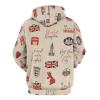 UK and London Theme with Inscriptions Unisex Hoodie Long Sleeve Drawstring Pullover Printed Hooded Sweatshirt with Pockets 4XL view 4