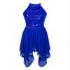 Aislor Womens Asymmetrical Dance Dress Hem Mesh Lyrical Dance Costume Performance Dresses Royal_Blue X-Large view 3