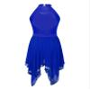 Aislor Womens Asymmetrical Dance Dress Hem Mesh Lyrical Dance Costume Performance Dresses Royal_Blue X-Large view 4