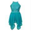 Aislor Womens Asymmetrical Dance Dress Hem Mesh Lyrical Dance Costume Performance Dresses Green Medium view 4