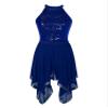 Aislor Womens Asymmetrical Dance Dress Hem Mesh Lyrical Dance Costume Performance Dresses Navy_Blue X-Large view 3