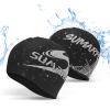 SUMARPO Silicone Swim Cap, Waterproof and Comfortable, Unisex for Adults and Kids, Black view 1