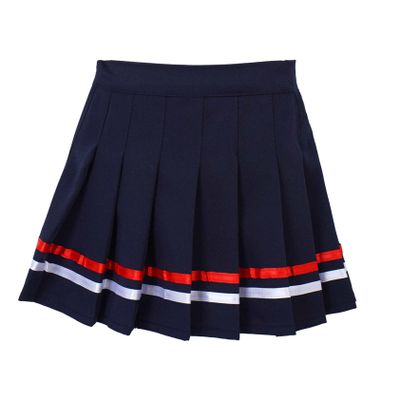 Jhaoyu Girls Pleated Skirt Elastic Waist Plaid A-line Skirts with Lining Shorts School Uniform Dark Blue&Colorful 14-15 Years