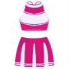 Zaldita Womens 2Pcs Cheerleading Costume Uniform Cosplay Outfits Crop Tops with Mini Pleated Skirts HotPink Small view 3