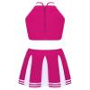 Zaldita Womens 2Pcs Cheerleading Costume Uniform Cosplay Outfits Crop Tops with Mini Pleated Skirts HotPink Small view 4