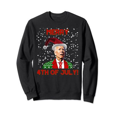 Funny Joe Biden Merry 4th Of July Confused Christmas Sweatshirt