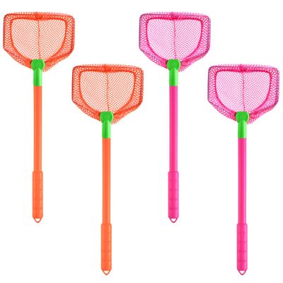 4 Pieces Fishing Net Catching Bug Fish Butterfly Nets Beach Toys for Kids Outdoor Playing (Orange, Rose Red)