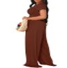 YouSexy Casual Summer 2 Piece Outfits for Women Short Sleeve Crop Top High Waist Wide Leg Pants Sets view 2