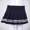 Jhaoyu Girls Pleated Skirt Elastic Waist Plaid A-line Skirts with Lining Shorts School Uniform Dark Blue&White 15-16 Years view 4