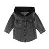 GOOCHEER Toddler Kids Baby Boy Girl Denim Jacket Long Sleeve Button Down Hooded Jean Jacket Fall Spring Coat Outerwear (Hooded Black, 3-4T) view 1